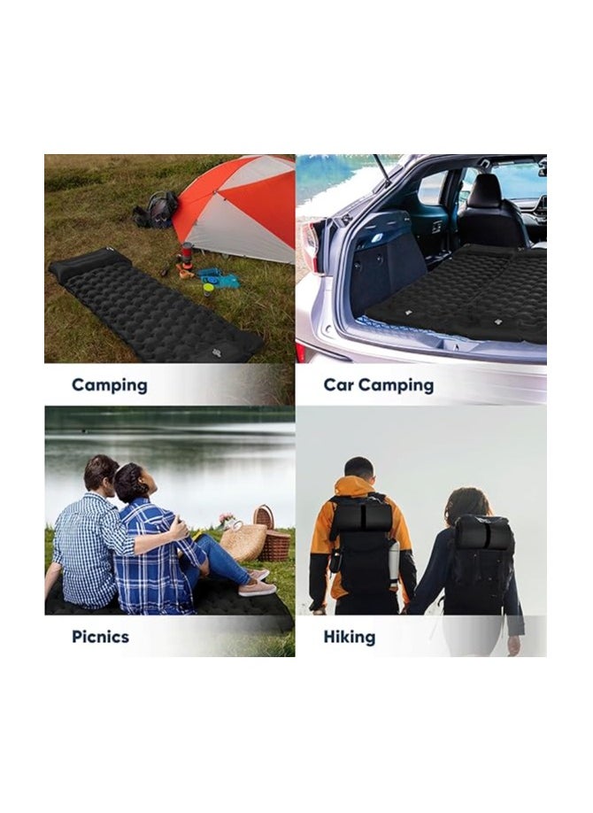 1-Person Portable Inflatable Camping Air Mattress - Durable TPU, Foot Pump Included, Rectangular Outdoor Travel & Picnic Essential with Repair Kit and Carrying Bag