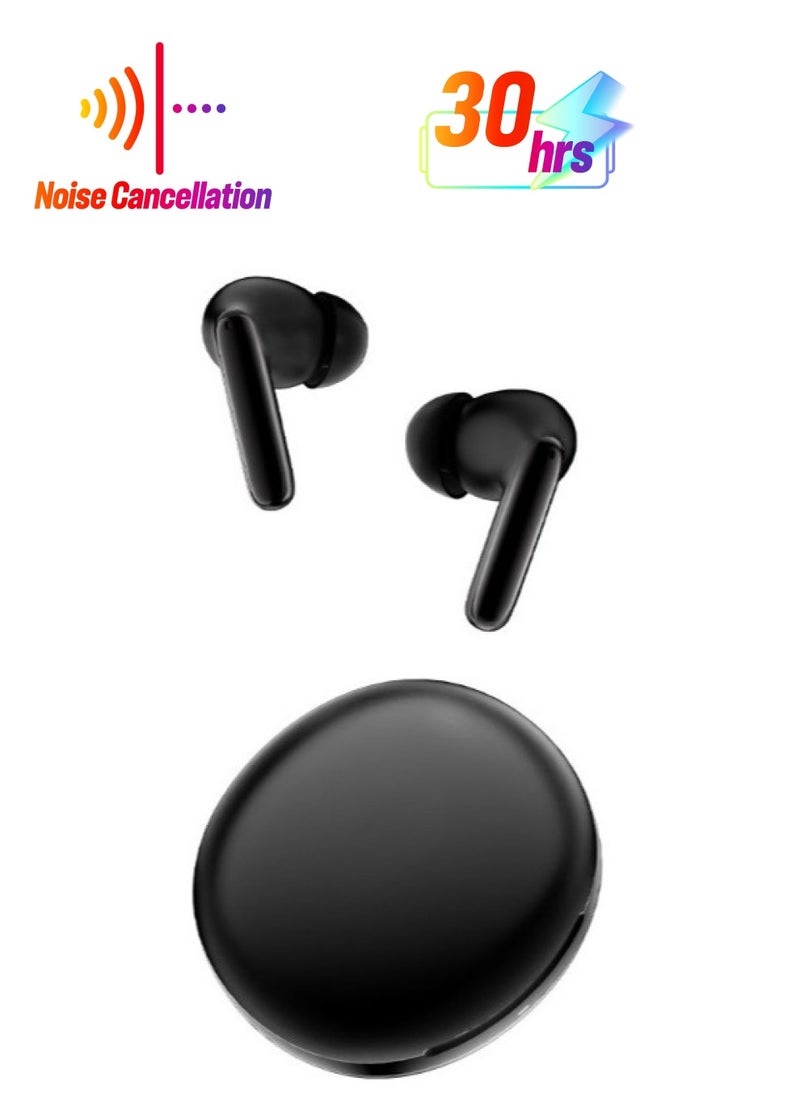 T13 ANC 2 Truly Wireless ANC Earbuds With Noice Cancellation Against 25 km/h of Wind, 30 Hours Long Battery Life, 5.3 Bluetooth Multipoint and Stable Connection and Sensitive Touch Control - Black