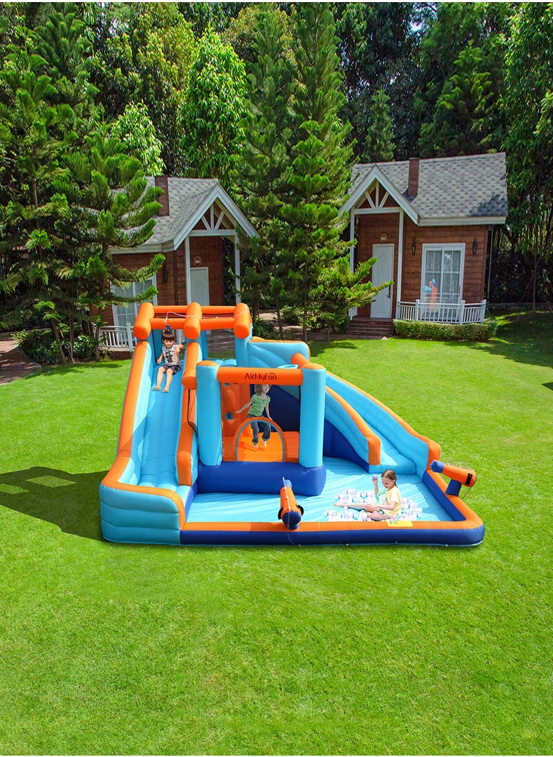 Inflatable Water Slide Kids Waterslide Park Outdoor with Bounce House and Dual Slides for Racing Fun Climbing Blow-up Water Slides