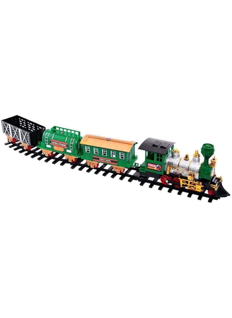 24-Piece Classic Train Set Toy with Smoke, Lights & Realistic Sound – Interactive Rail Play Set for Kids
