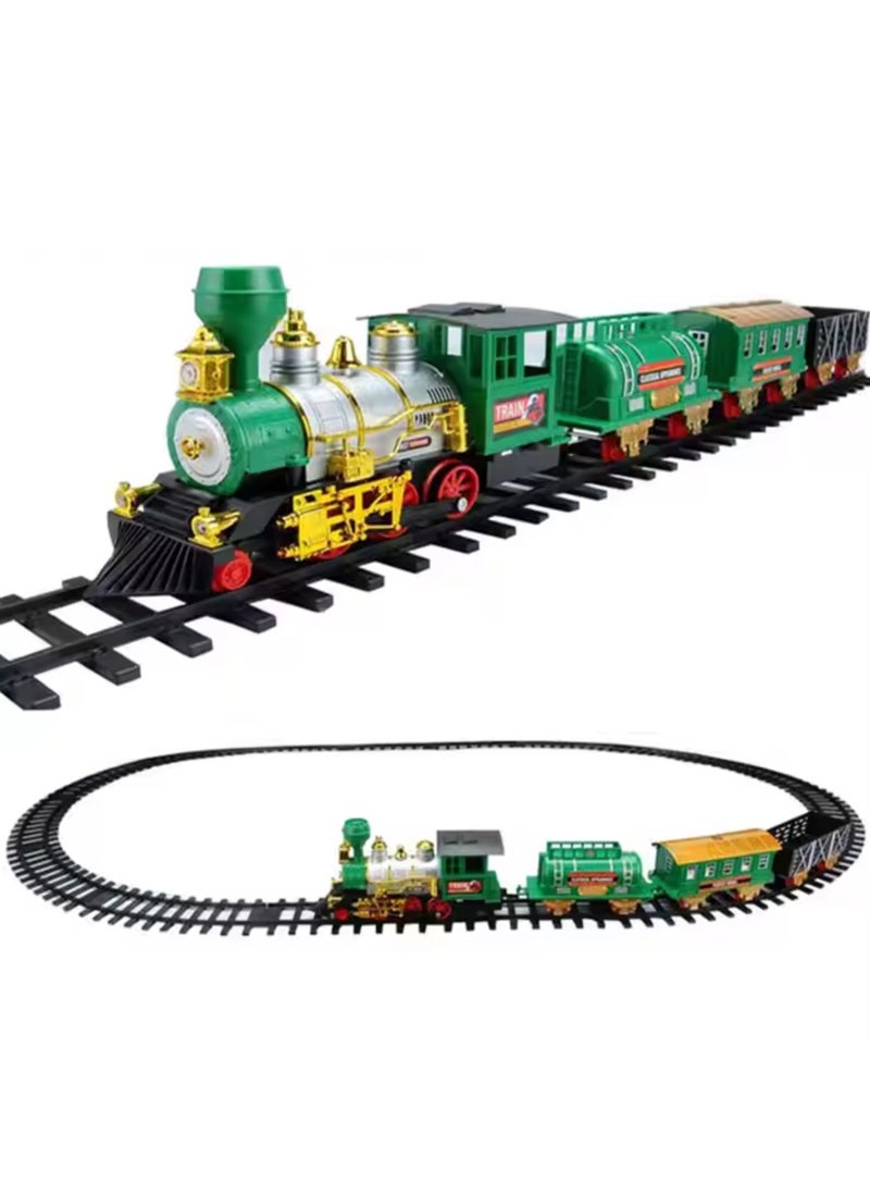 24-Piece Classic Train Set Toy with Smoke, Lights & Realistic Sound – Interactive Rail Play Set for Kids