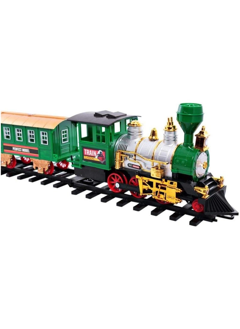 24-Piece Classic Train Set Toy with Smoke, Lights & Realistic Sound – Interactive Rail Play Set for Kids