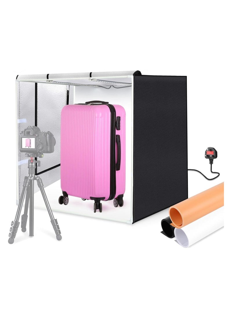 PULUZ 80cm Folding Portable 80W 9050LM White Light Photo Lighting Studio Shooting Tent Box Kit 156LED with 3 Colors Backdrops (Black, White, Orange)