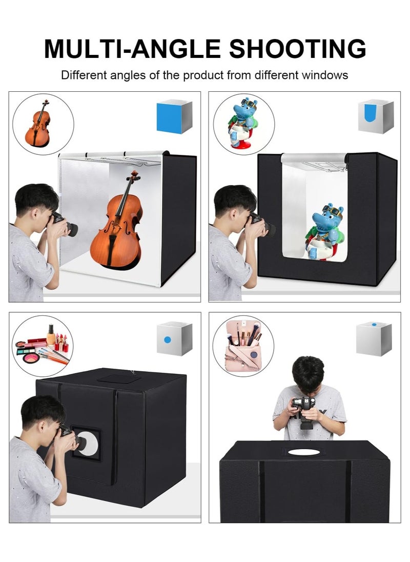 PULUZ 80cm Folding Portable 80W 9050LM White Light Photo Lighting Studio Shooting Tent Box Kit 156LED with 3 Colors Backdrops (Black, White, Orange)