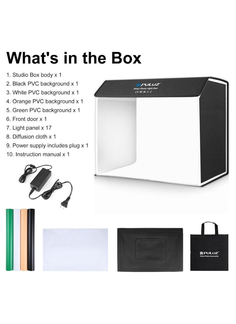 40cm/15.8 Inch Ring LED Panel Folding Portable Light Photo Lighting Studio Shooting Tent Box Kit with 4 Backdrops of double Color 672 LED