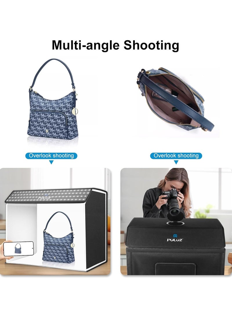 40cm/15.8 Inch Ring LED Panel Folding Portable Light Photo Lighting Studio Shooting Tent Box Kit with 4 Backdrops of double Color 672 LED