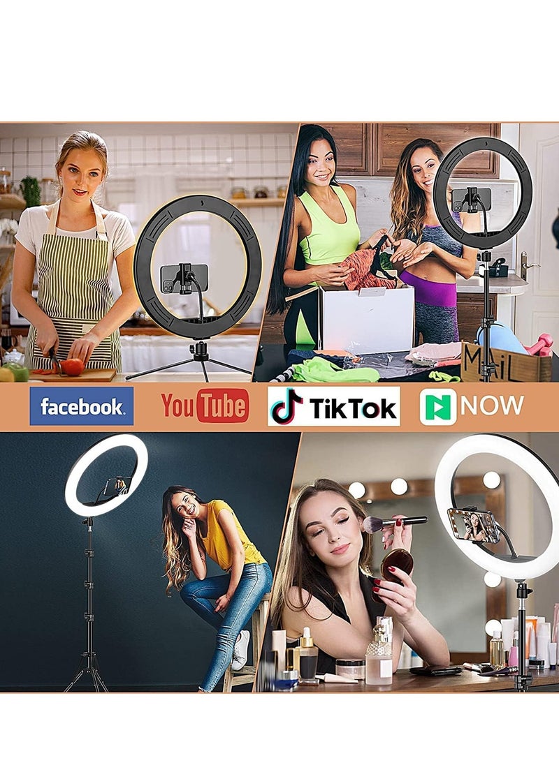10” Ring Light Kit, LED Ring Light with 53” Adjustable Tripod Stand and Phone Holder, LED Dimmable Ringlight with Remote