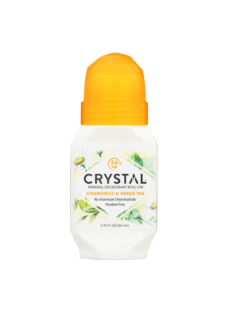 Crystal Essence Mineral Deodorant, Roll-On Chamomile and Green Tea, 2.25 Fl Oz (Pack of 1) (31661)