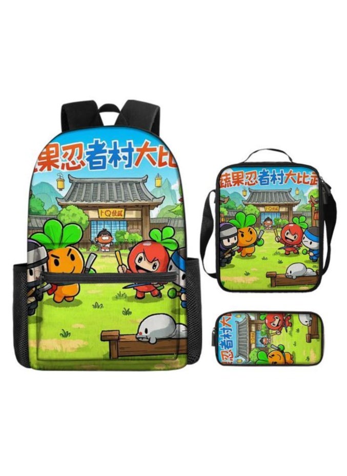 Cartoon three-piece schoolbag with zipper - 341