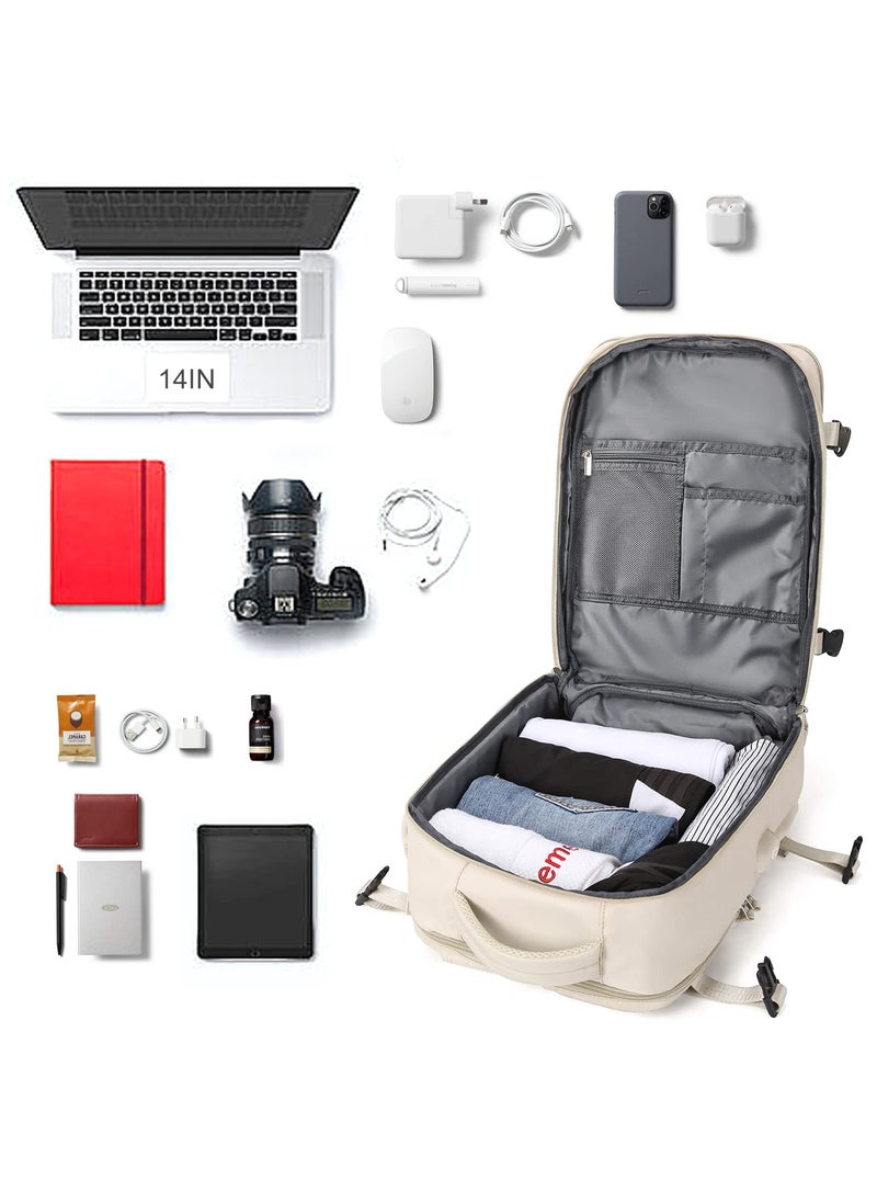 Travel Backpack, Carry On Backpack for Women and Men, Large Capacity Hiking Backpack with USB Charging Port Shoes Compartment, Waterproof Outdoor Sports Rucksack Casual Daypack Fit 15.6 Inch Laptop