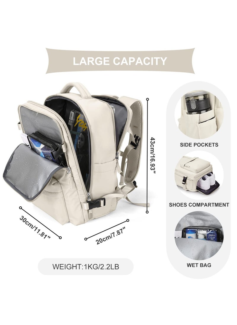 Travel Backpack, Carry On Backpack for Women and Men, Large Capacity Hiking Backpack with USB Charging Port Shoes Compartment, Waterproof Outdoor Sports Rucksack Casual Daypack Fit 15.6 Inch Laptop