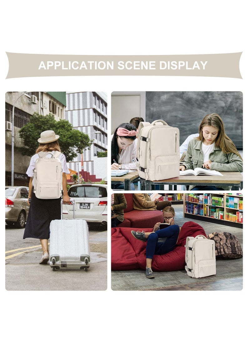 Travel Backpack, Carry On Backpack for Women and Men, Large Capacity Hiking Backpack with USB Charging Port Shoes Compartment, Waterproof Outdoor Sports Rucksack Casual Daypack Fit 15.6 Inch Laptop