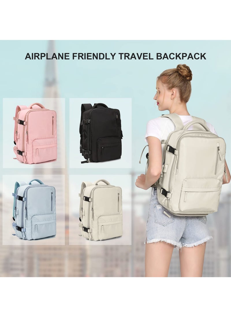 Travel Backpack, Carry On Backpack for Women and Men, Large Capacity Hiking Backpack with USB Charging Port Shoes Compartment, Waterproof Outdoor Sports Rucksack Casual Daypack Fit 15.6 Inch Laptop