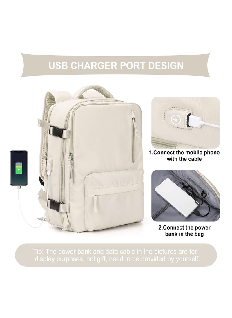 Travel Backpack, Carry On Backpack for Women and Men, Large Capacity Hiking Backpack with USB Charging Port Shoes Compartment, Waterproof Outdoor Sports Rucksack Casual Daypack Fit 15.6 Inch Laptop