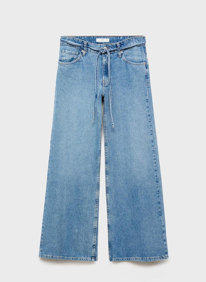 Low-Rise Wideleg Jeans With Belt