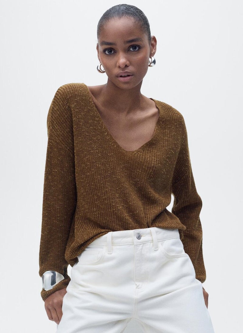 V-Neck Knit Sweater