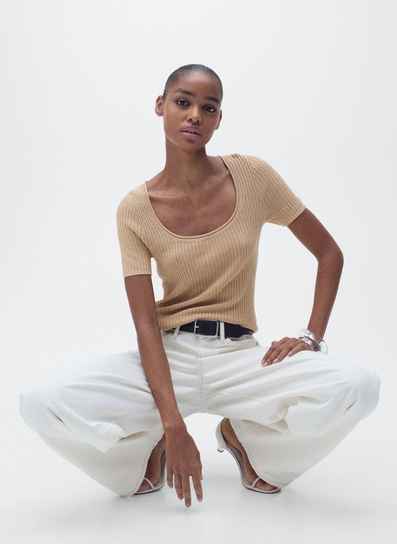 Scoop Neck Knitted Top