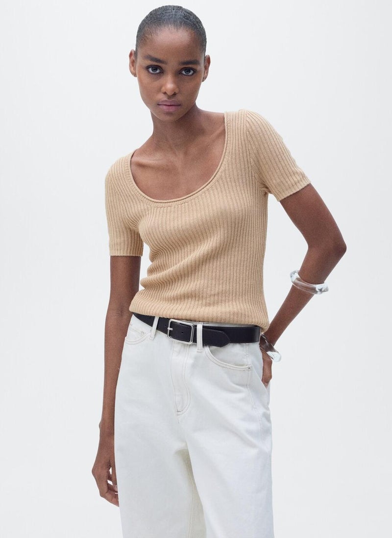 Scoop Neck Knitted Top
