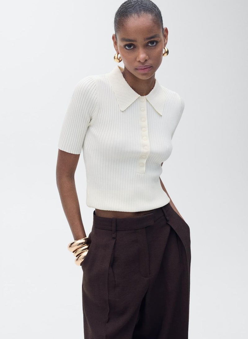 Ribbed Polo-Neck Sweater