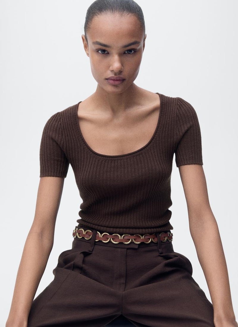 Linen-Blend Knitted Sweater