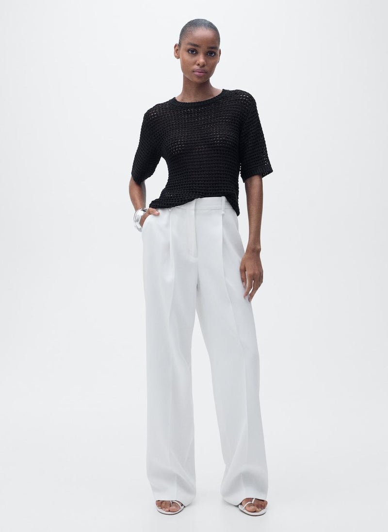 Short-Sleeved Crochet Sweater