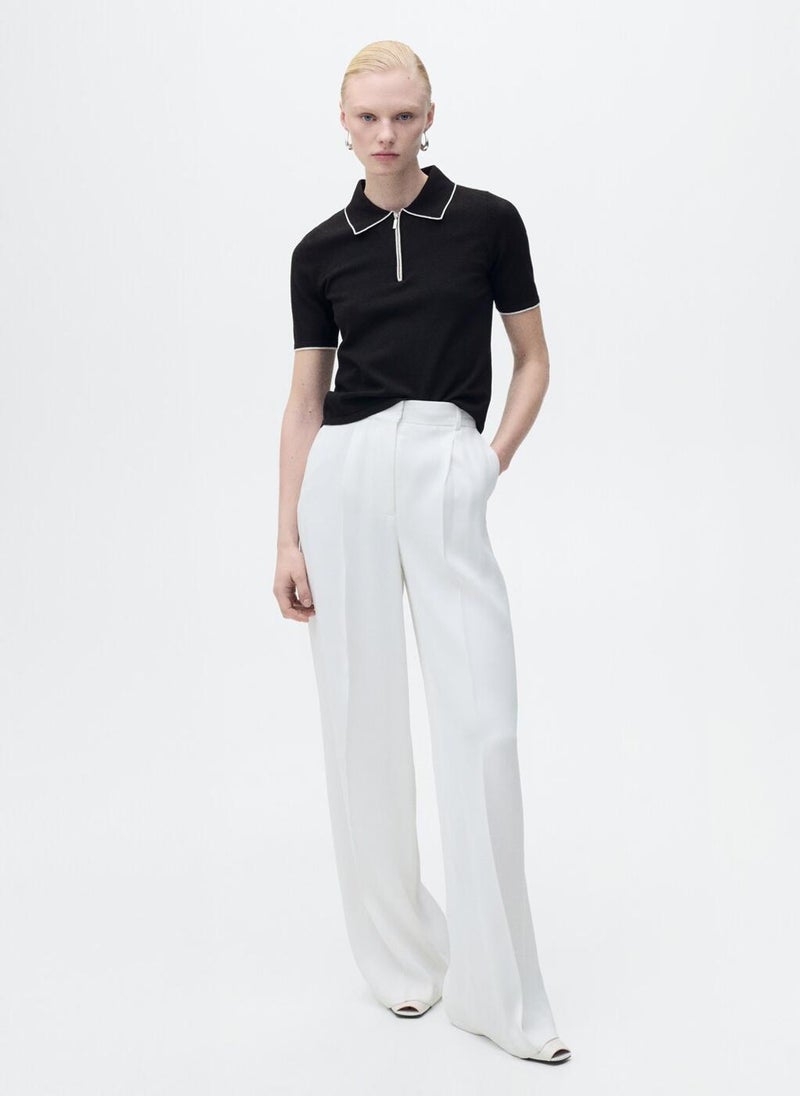 Polo-Neck With Contrasting Trims Sweater