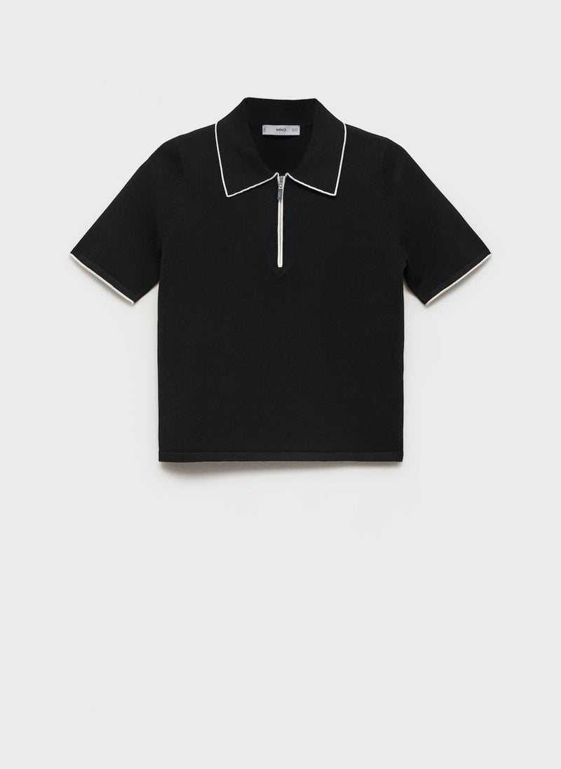Polo-Neck With Contrasting Trims Sweater