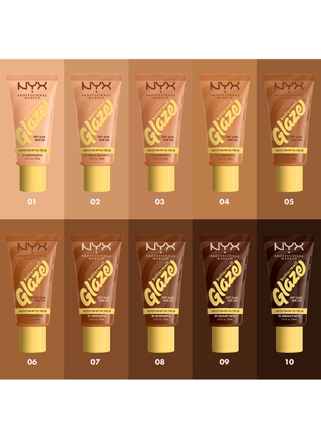 Buttermelt Glaze Soft Glow Skin Tint + SPF/FPS 30 Foundation 12h Wear Toffee Butta