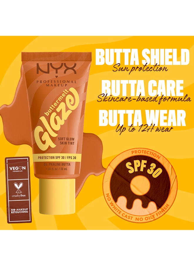 Buttermelt Glaze Soft Glow Skin Tint + SPF/FPS 30 Foundation 12h Wear Praline Butta