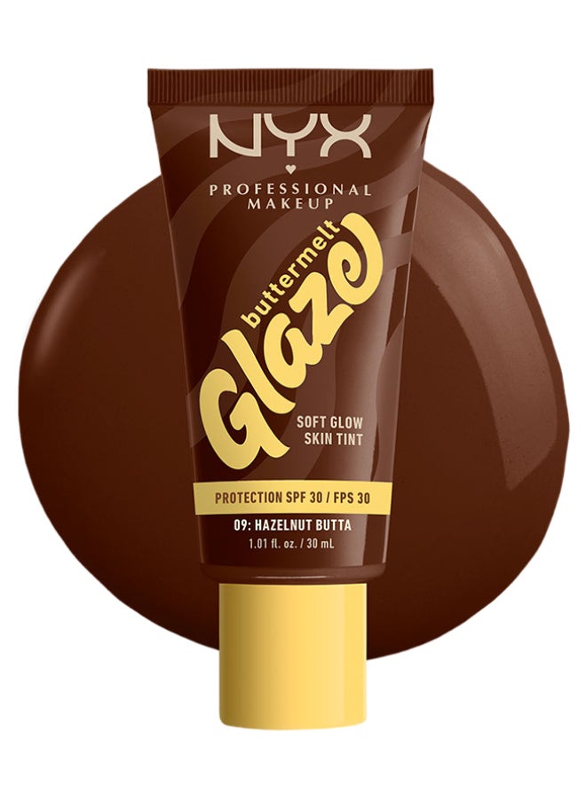 Buttermelt Glaze Soft Glow Skin Tint + SPF/FPS 30 Foundation 12h Wear Hazelnut Butta