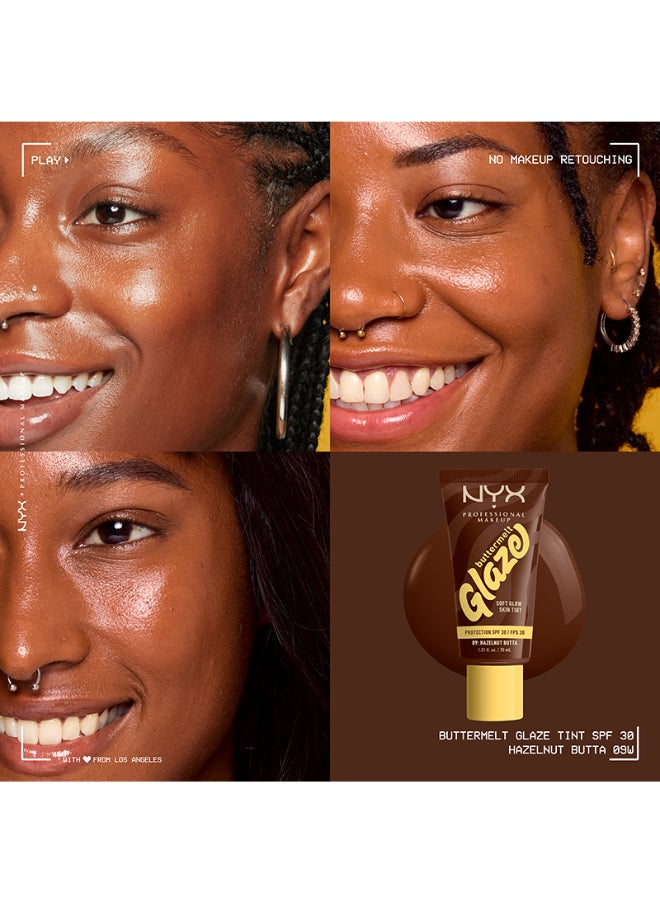 Buttermelt Glaze Soft Glow Skin Tint + SPF/FPS 30 Foundation 12h Wear Hazelnut Butta
