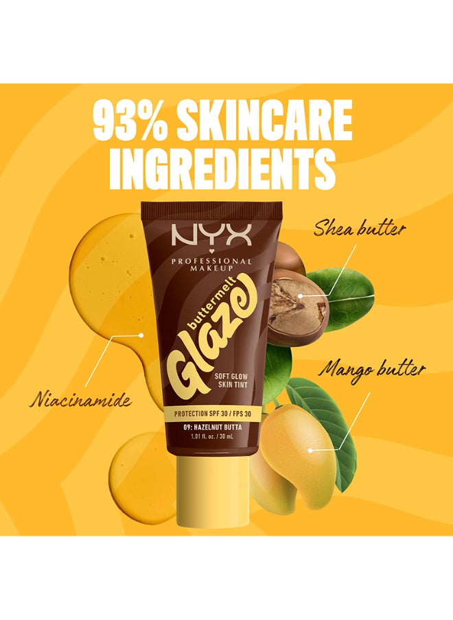Buttermelt Glaze Soft Glow Skin Tint + SPF/FPS 30 Foundation 12h Wear Hazelnut Butta