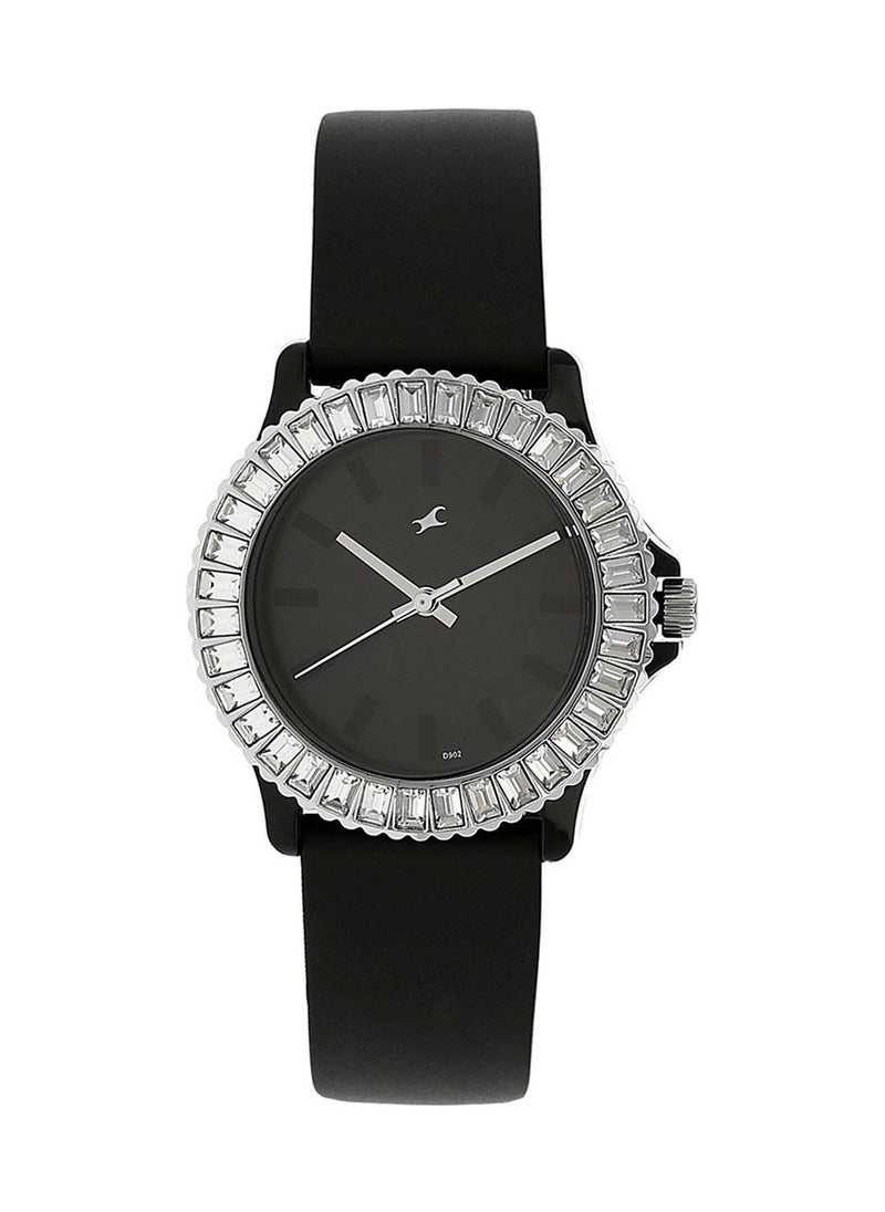 Women's Water Resistant Black Dial Analog Watch 9827PP02