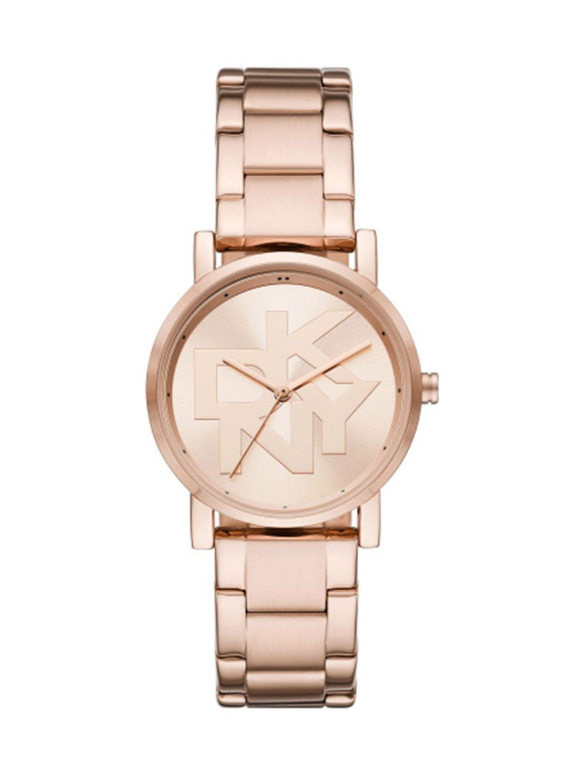 Women's Analog Round Shape Stainless Steel Wrist Watch NY2958 - 34 Mm
