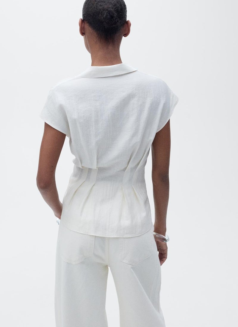 Short-Sleeved Pleated Shirt