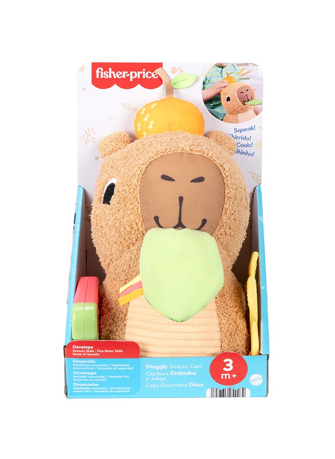 Baby Sensory Toy Snuggly Snacky Capybara Plush With Newborn Teether & Rattle Activities For Infants Ages 3+ Months
