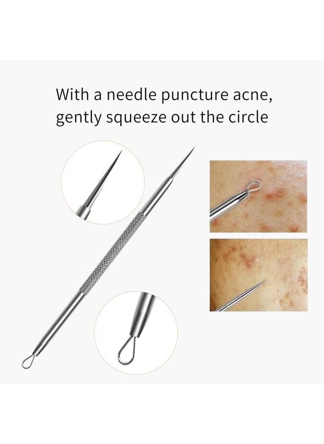 FIXBODY Blackhead and Splinter Remover Tools - Stainless Steel Professional Easily Cure Pimples Whiteheads Comedones Acne Zit Ingrown Hairs and Facial Impurities Bend Head Tweezer Surgical Kit