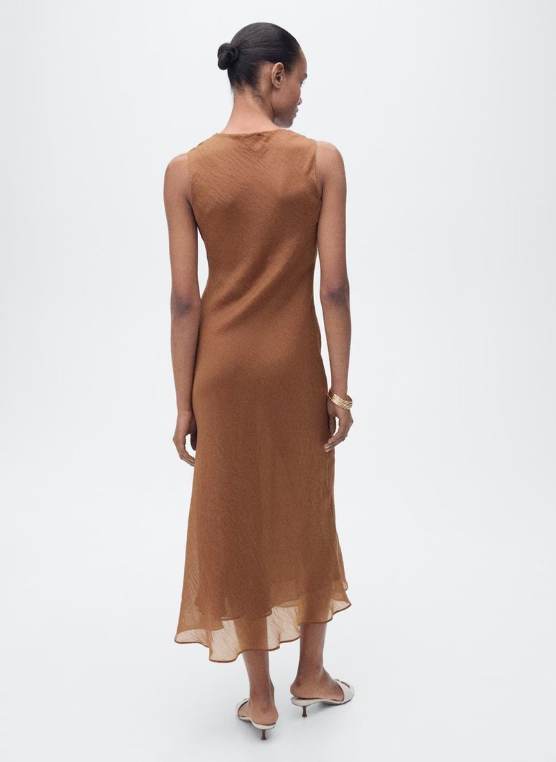 Draped Neck Lyocell Dress