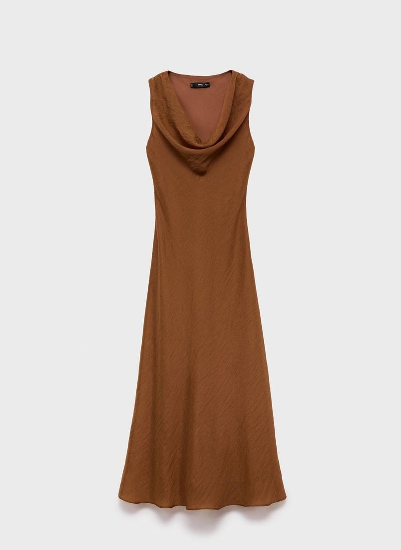 Draped Neck Lyocell Dress