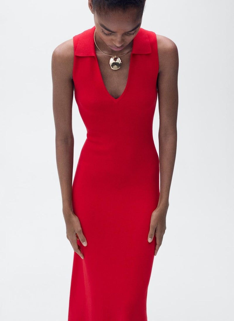 Knitted Midi With Lapels Dress