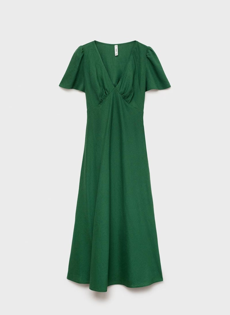 linen-blend dress