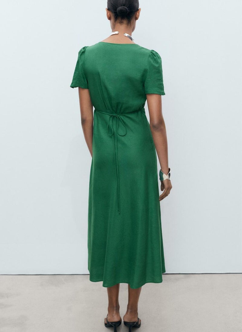 linen-blend dress