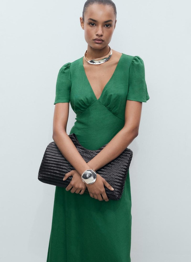 linen-blend dress