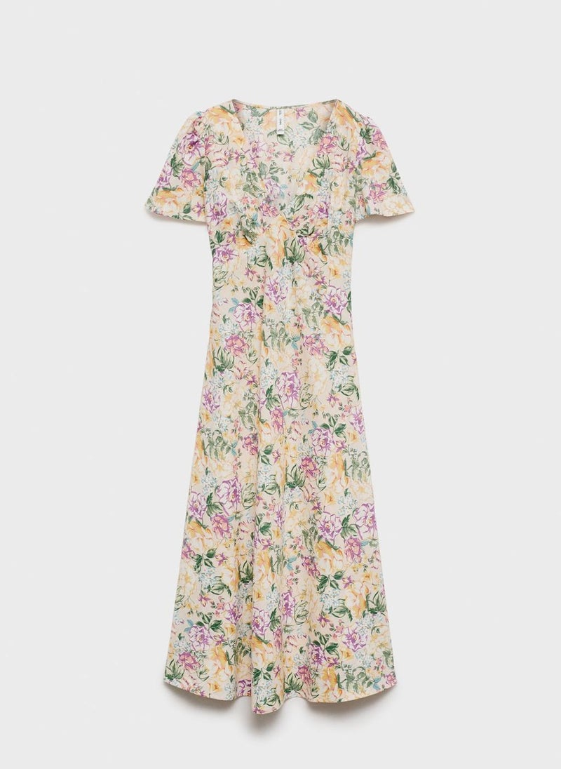 Floral Linen-Blend Dress
