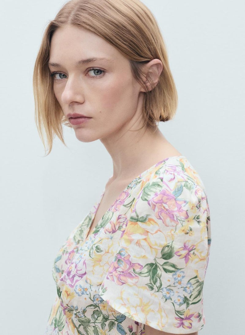 Floral Linen-Blend Dress