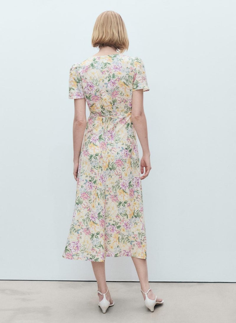 Floral Linen-Blend Dress
