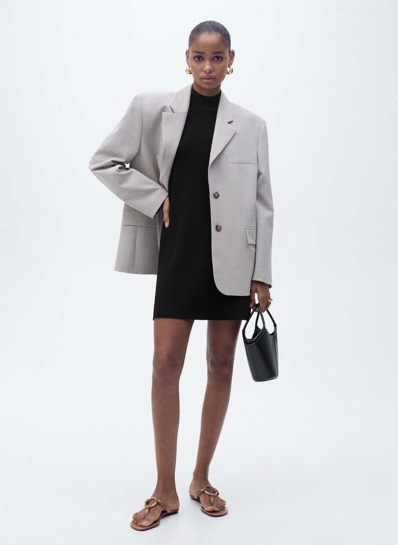 Perkins-Neck Knitted Dress