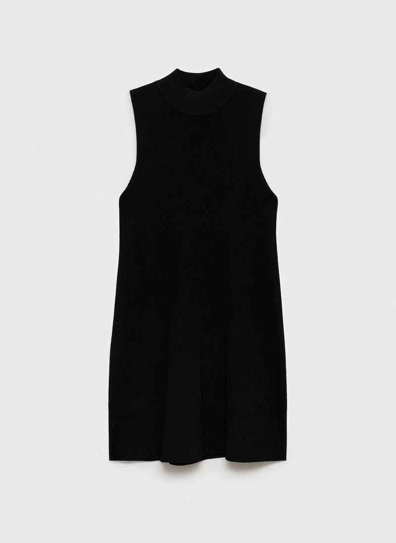 Perkins-Neck Knitted Dress