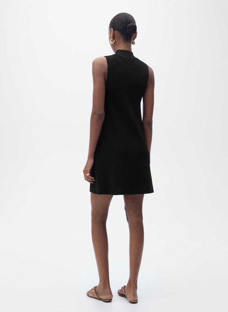 Perkins-Neck Knitted Dress