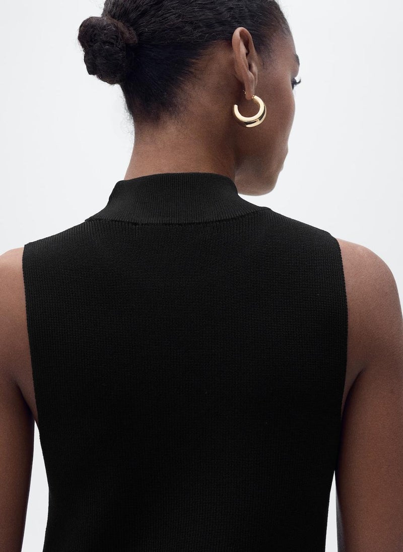Perkins-Neck Knitted Dress